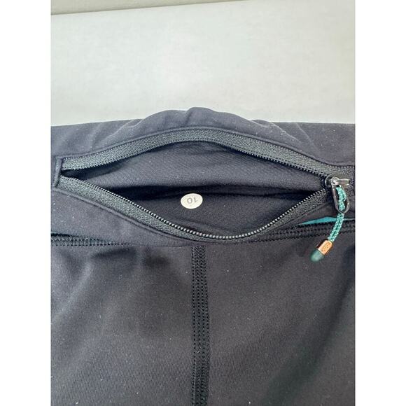 Lululemon Tight Stuff II Tights Full-On Luxtreme Fabric Black Teal Women Size 10 - Picture 7 of 10